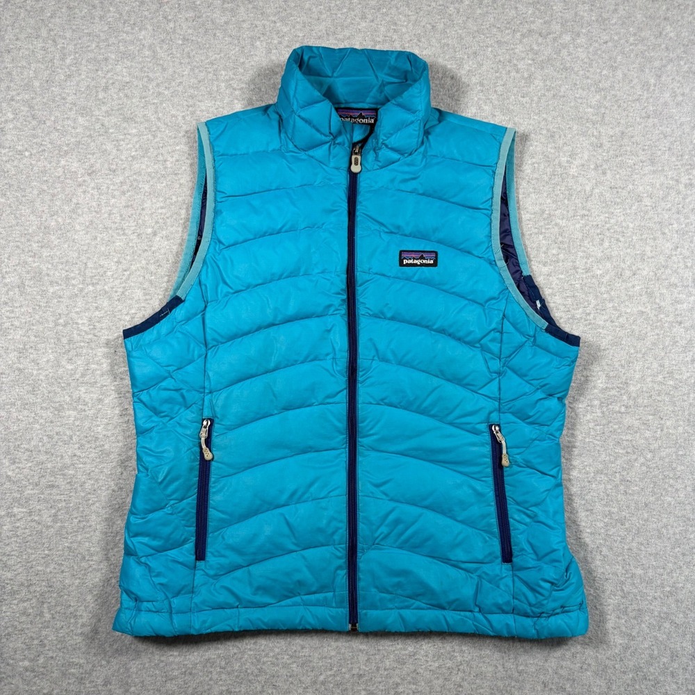 Patagonia Down Sweater Vest Women Medium Blue Full Zip Quilted Puffer 84627